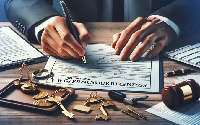 The first step in securing a license is registering your business